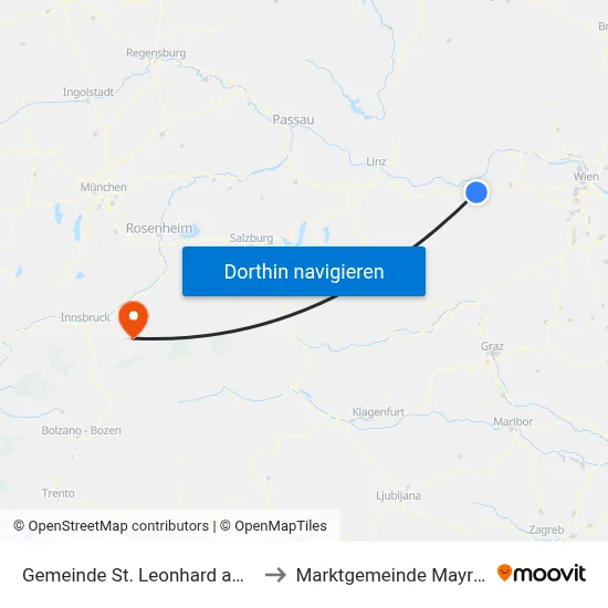 Gemeinde St. Leonhard am Forst to Marktgemeinde Mayrhofen map