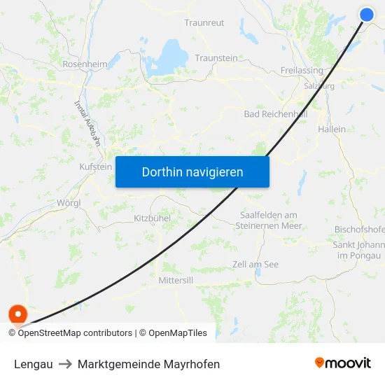 Lengau to Marktgemeinde Mayrhofen map