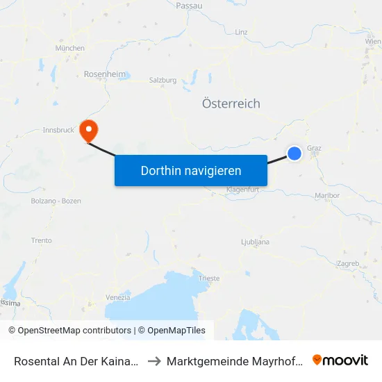 Rosental An Der Kainach to Marktgemeinde Mayrhofen map