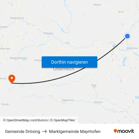 Gemeinde Drösing to Marktgemeinde Mayrhofen map