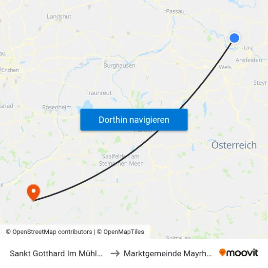 Sankt Gotthard Im Mühlkreis to Marktgemeinde Mayrhofen map
