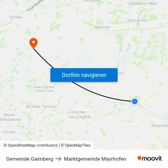 Gemeinde Gaimberg to Marktgemeinde Mayrhofen map