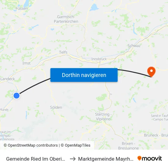 Gemeinde Ried Im Oberinntal to Marktgemeinde Mayrhofen map