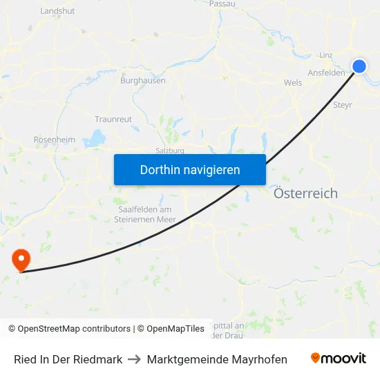 Ried In Der Riedmark to Marktgemeinde Mayrhofen map