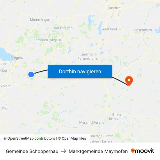 Gemeinde Schoppernau to Marktgemeinde Mayrhofen map