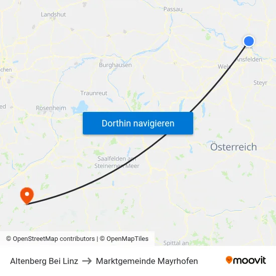 Altenberg Bei Linz to Marktgemeinde Mayrhofen map