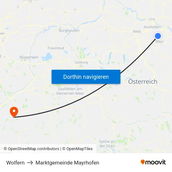 Wolfern to Marktgemeinde Mayrhofen map