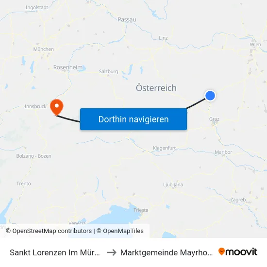 Sankt Lorenzen Im Mürztal to Marktgemeinde Mayrhofen map