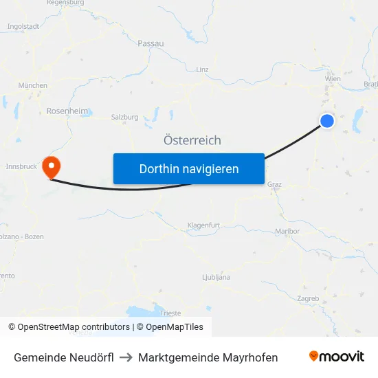 Gemeinde Neudörfl to Marktgemeinde Mayrhofen map