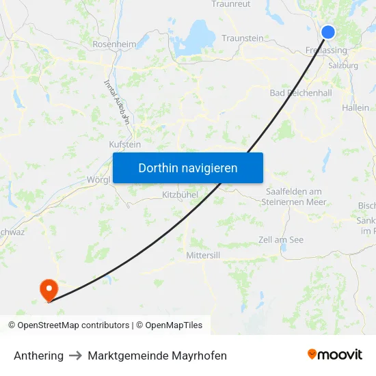 Anthering to Marktgemeinde Mayrhofen map