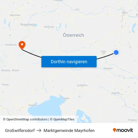 Großwilfersdorf to Marktgemeinde Mayrhofen map