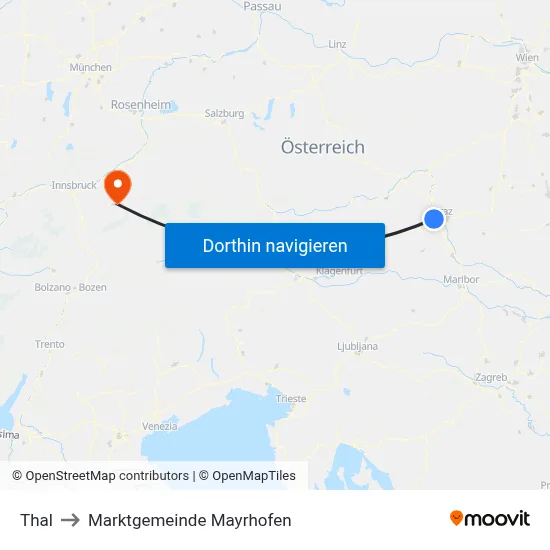 Thal to Marktgemeinde Mayrhofen map
