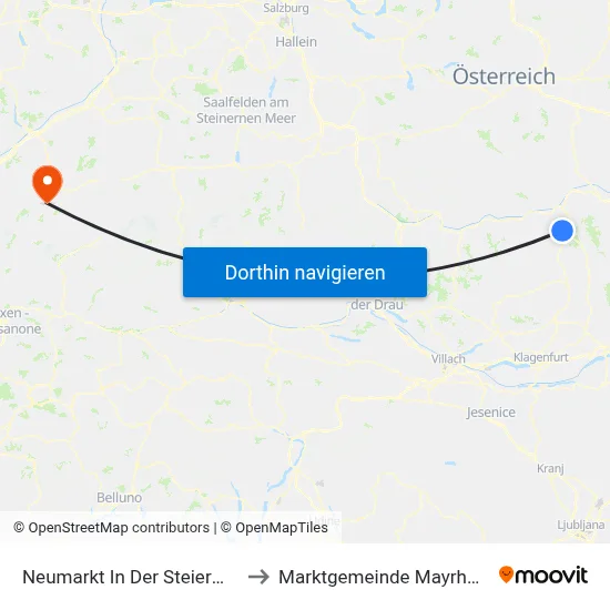 Neumarkt In Der Steiermark to Marktgemeinde Mayrhofen map