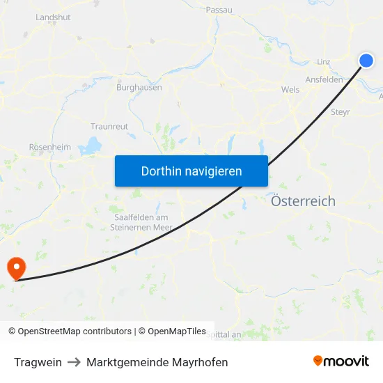 Tragwein to Marktgemeinde Mayrhofen map