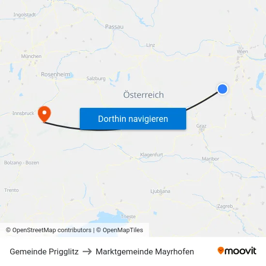 Gemeinde Prigglitz to Marktgemeinde Mayrhofen map