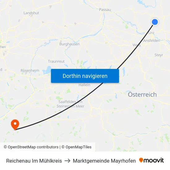 Reichenau Im Mühlkreis to Marktgemeinde Mayrhofen map