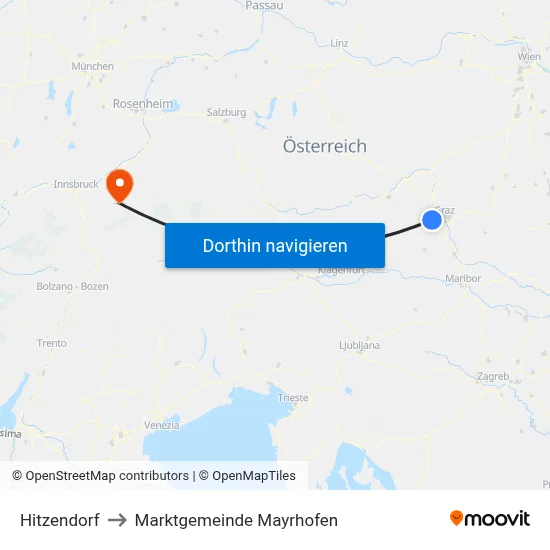 Hitzendorf to Marktgemeinde Mayrhofen map