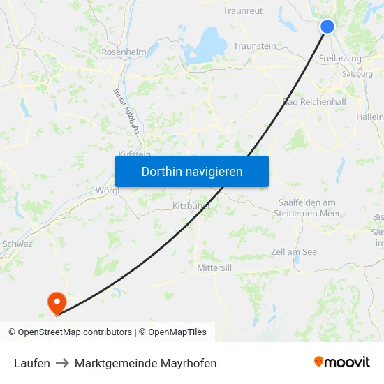 Laufen to Marktgemeinde Mayrhofen map
