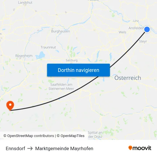 Ennsdorf to Marktgemeinde Mayrhofen map