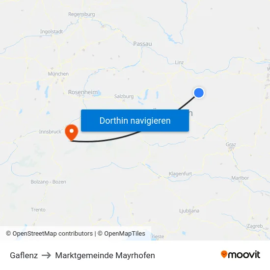 Gaflenz to Marktgemeinde Mayrhofen map