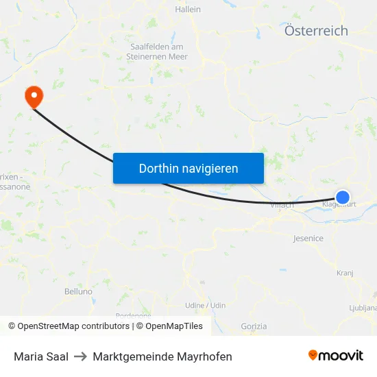 Maria Saal to Marktgemeinde Mayrhofen map