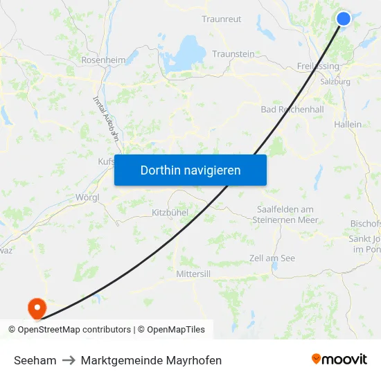 Seeham to Marktgemeinde Mayrhofen map