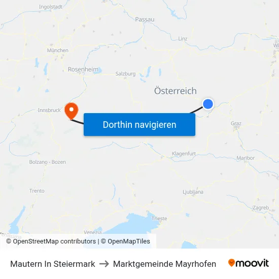 Mautern In Steiermark to Marktgemeinde Mayrhofen map