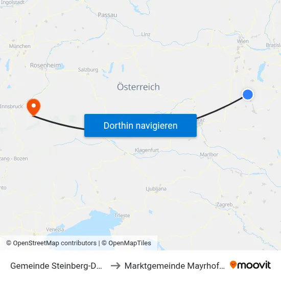 Gemeinde Steinberg-Dörfl to Marktgemeinde Mayrhofen map