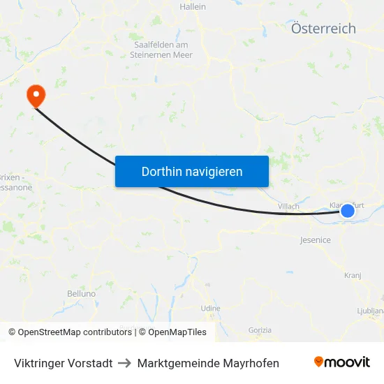 Viktringer Vorstadt to Marktgemeinde Mayrhofen map