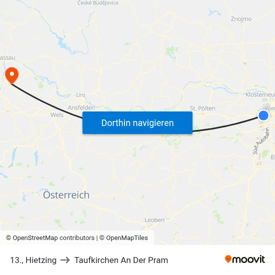 13., Hietzing to Taufkirchen An Der Pram map