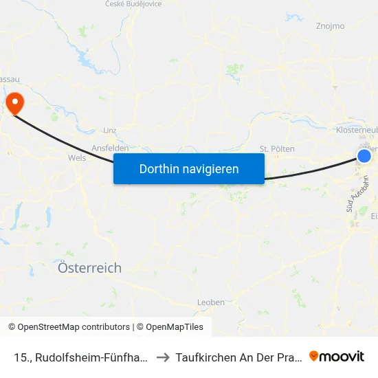 15., Rudolfsheim-Fünfhaus to Taufkirchen An Der Pram map