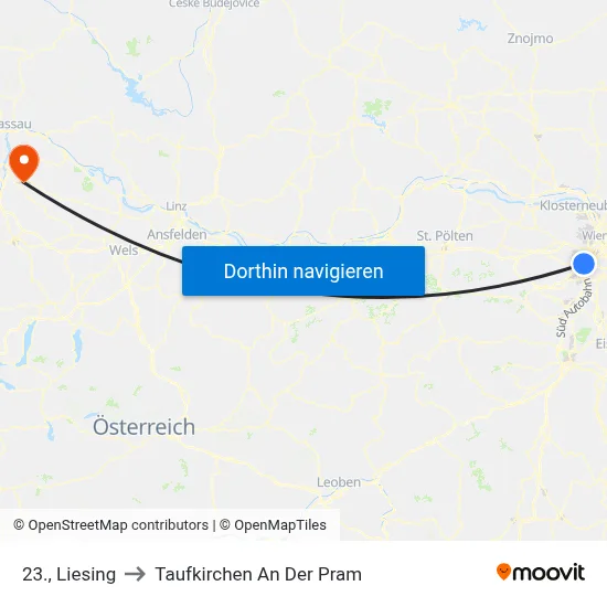 23., Liesing to Taufkirchen An Der Pram map