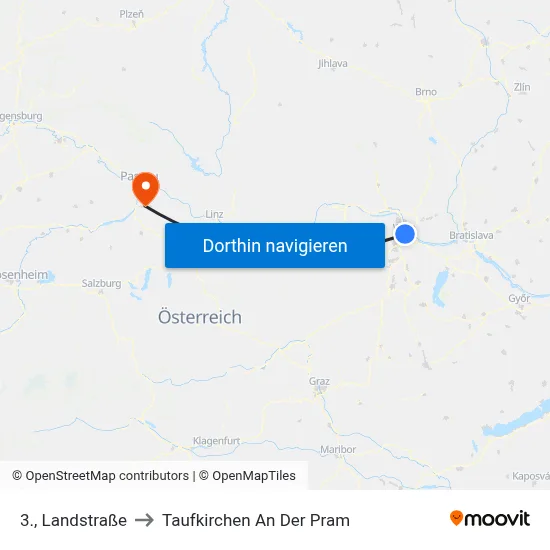 3., Landstraße to Taufkirchen An Der Pram map