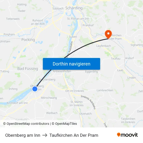 Obernberg am Inn to Taufkirchen An Der Pram map