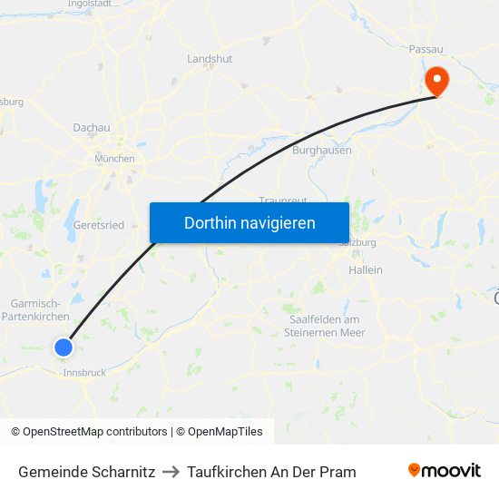 Gemeinde Scharnitz to Taufkirchen An Der Pram map