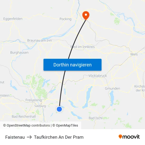 Faistenau to Taufkirchen An Der Pram map