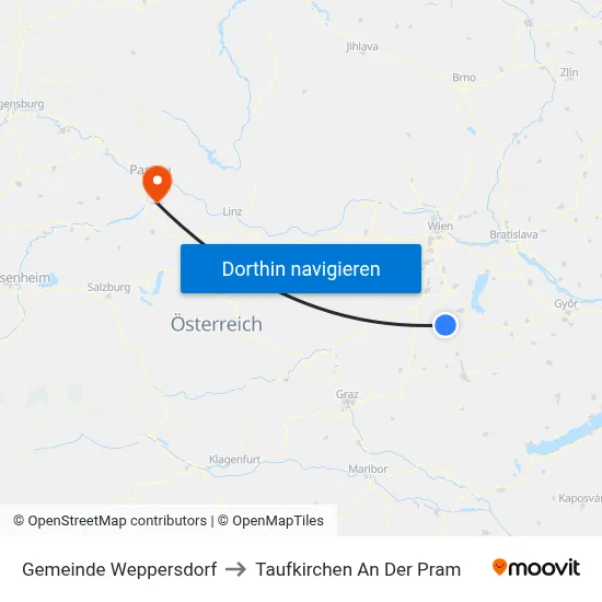 Gemeinde Weppersdorf to Taufkirchen An Der Pram map