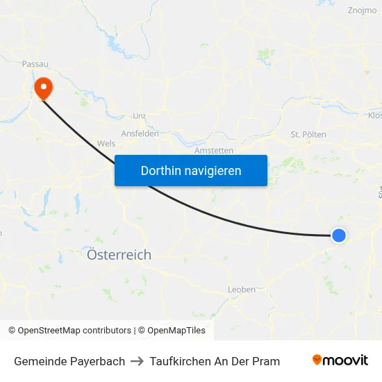 Gemeinde Payerbach to Taufkirchen An Der Pram map
