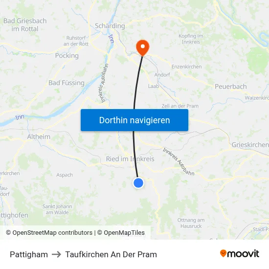 Pattigham to Taufkirchen An Der Pram map