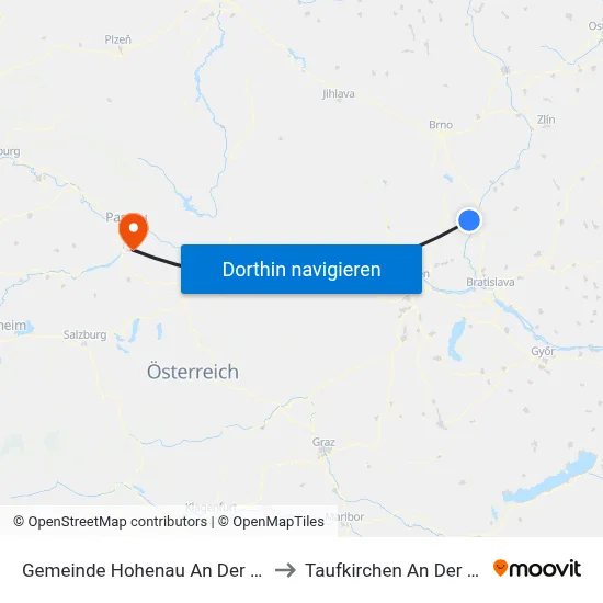 Gemeinde Hohenau An Der March to Taufkirchen An Der Pram map