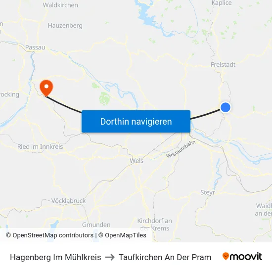 Hagenberg Im Mühlkreis to Taufkirchen An Der Pram map