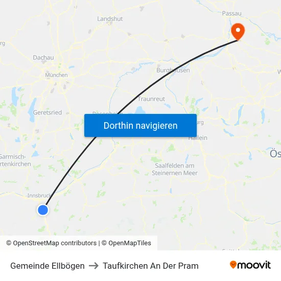 Gemeinde Ellbögen to Taufkirchen An Der Pram map