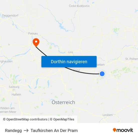 Randegg to Taufkirchen An Der Pram map