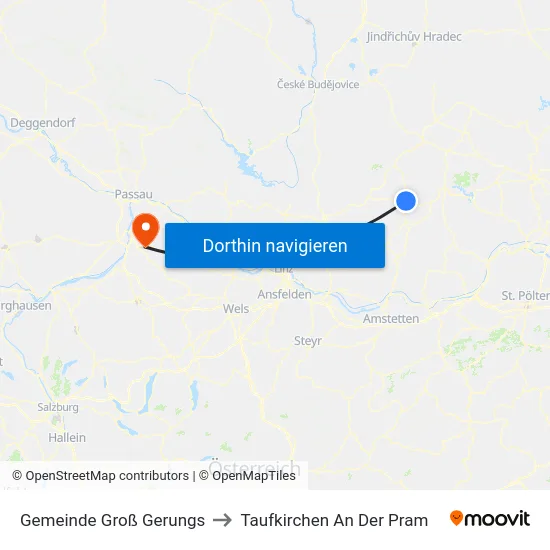 Gemeinde Groß Gerungs to Taufkirchen An Der Pram map