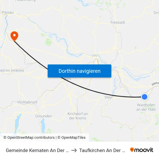 Gemeinde Kematen An Der Ybbs to Taufkirchen An Der Pram map