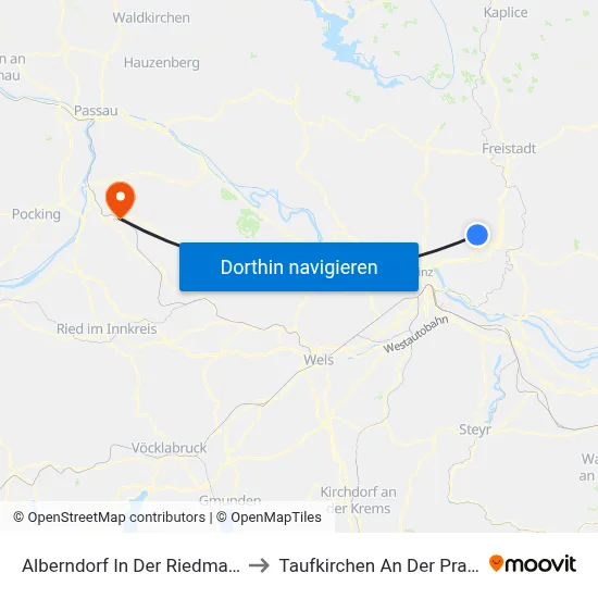 Alberndorf In Der Riedmark to Taufkirchen An Der Pram map