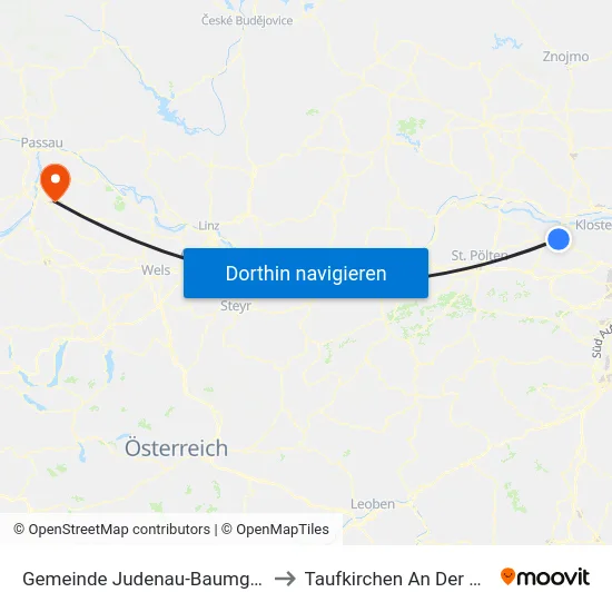 Gemeinde Judenau-Baumgarten to Taufkirchen An Der Pram map
