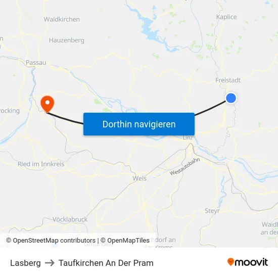 Lasberg to Taufkirchen An Der Pram map