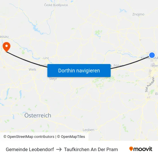 Gemeinde Leobendorf to Taufkirchen An Der Pram map