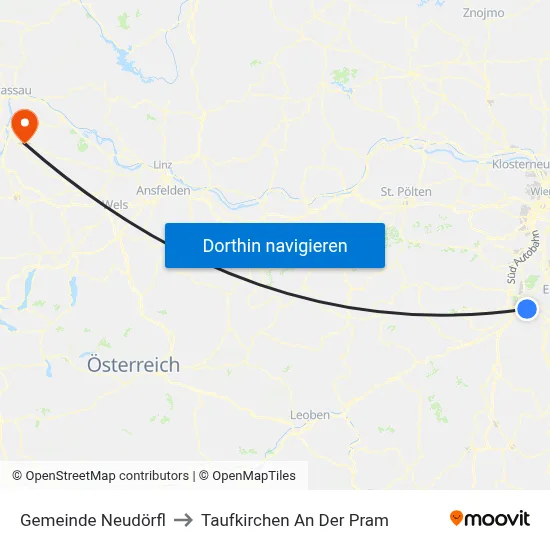Gemeinde Neudörfl to Taufkirchen An Der Pram map